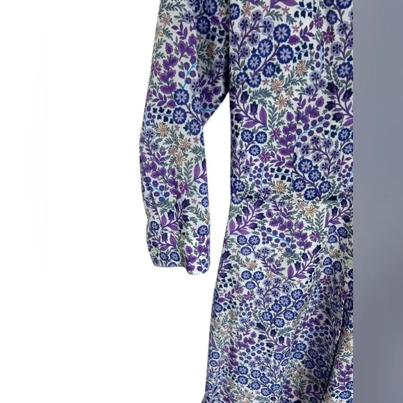Talbots Floral Long Sleeve Dress - Purple and Green - Picture 3 of 8